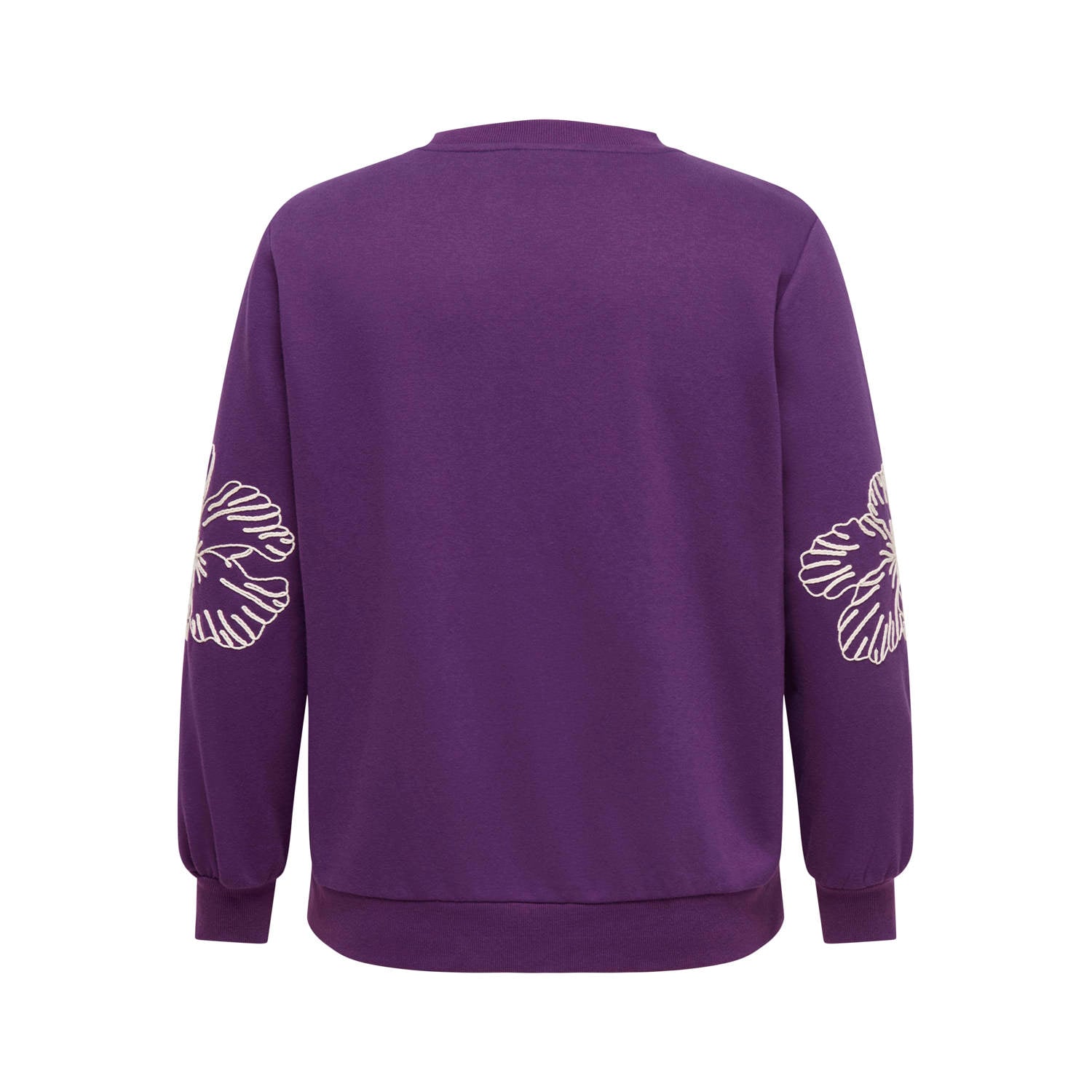 ONLY CARMAKOMA Plus Size rechtvallende gebloemde sweater met borduursels paars