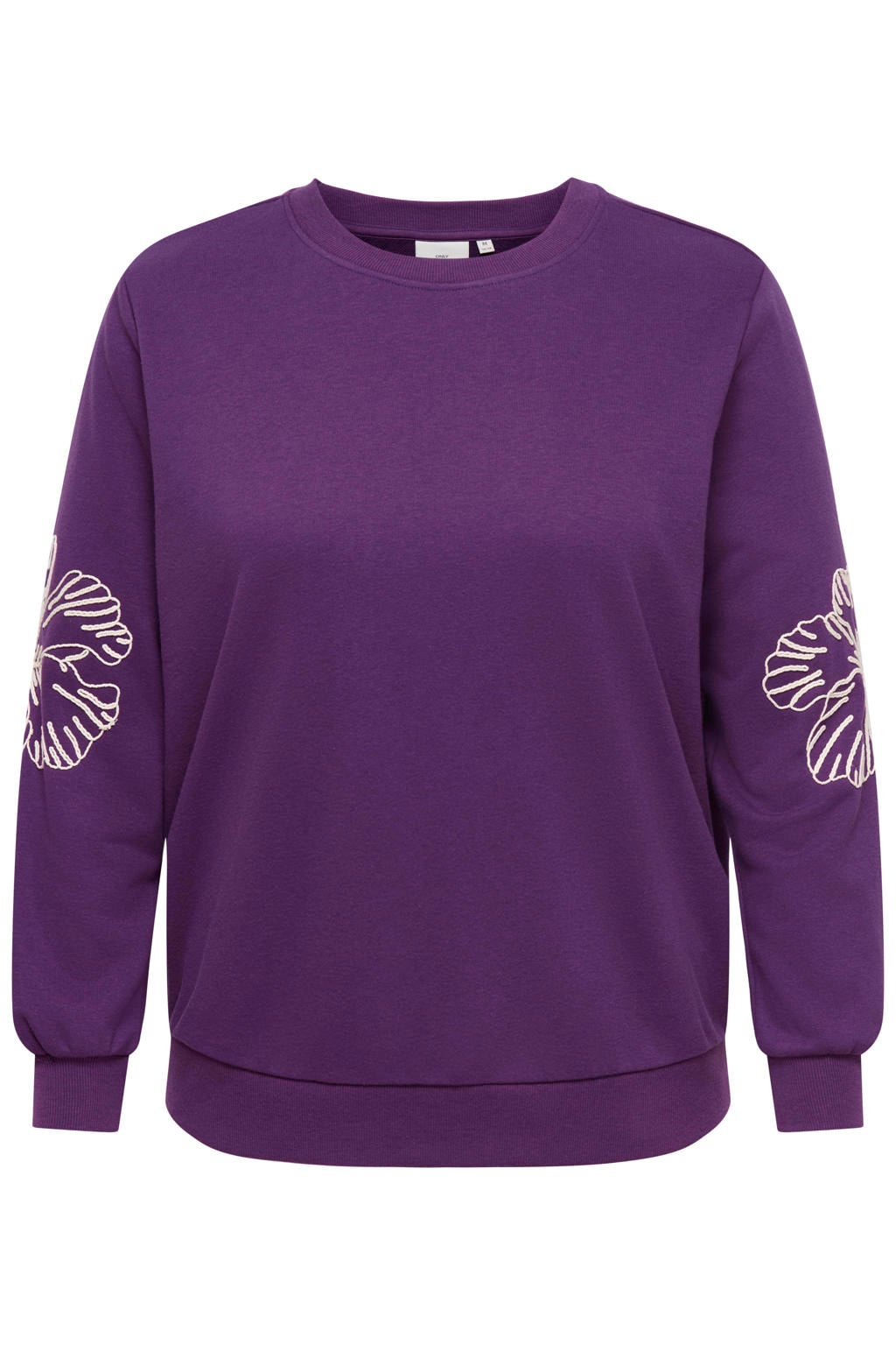 ONLY CARMAKOMA Plus Size rechtvallende gebloemde sweater met borduursels - paars