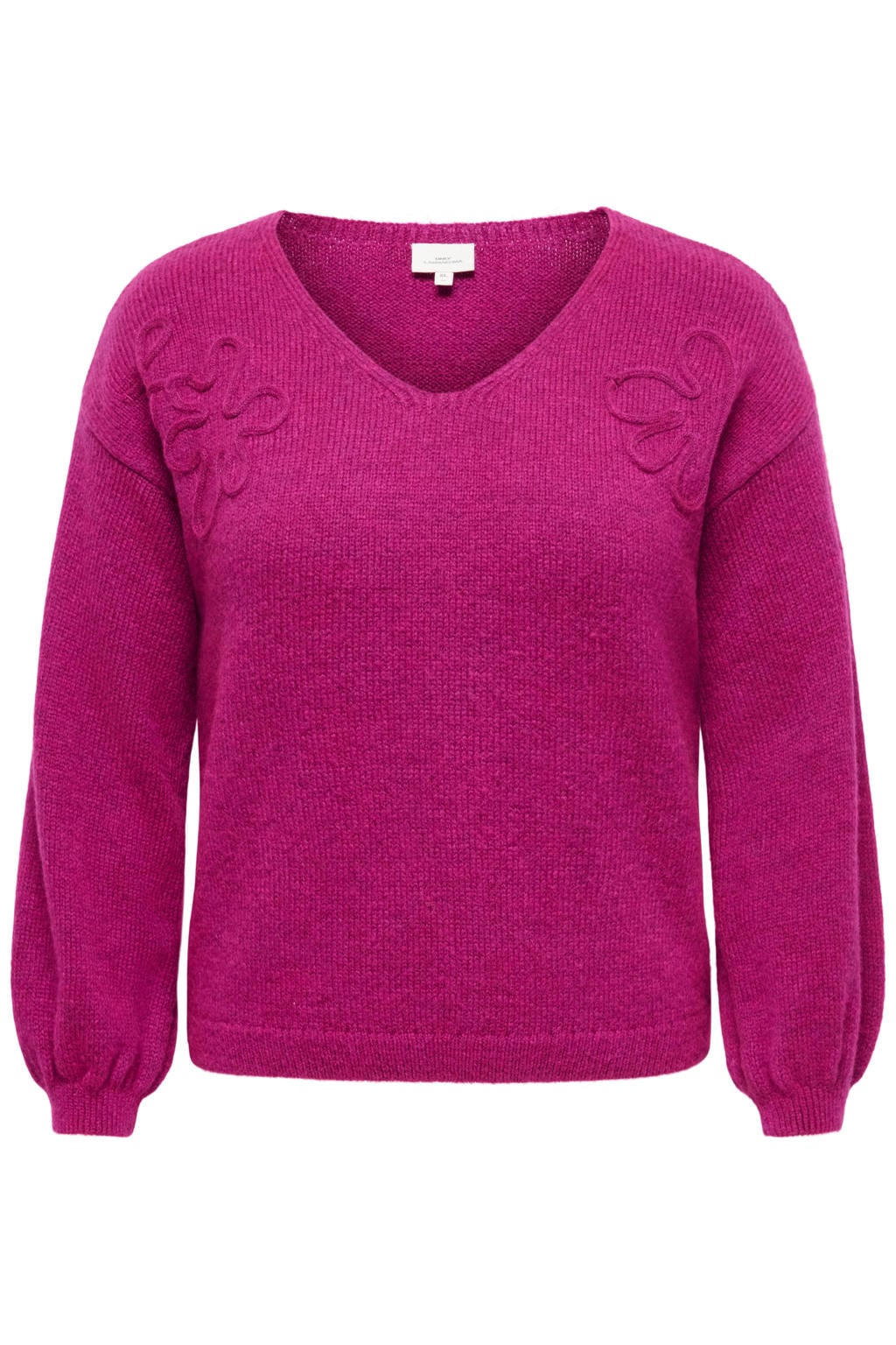 ONLY CARMAKOMA Carphilop L/S V-Neck Pullover Knt Plus Size gebreide trui - fuchsia