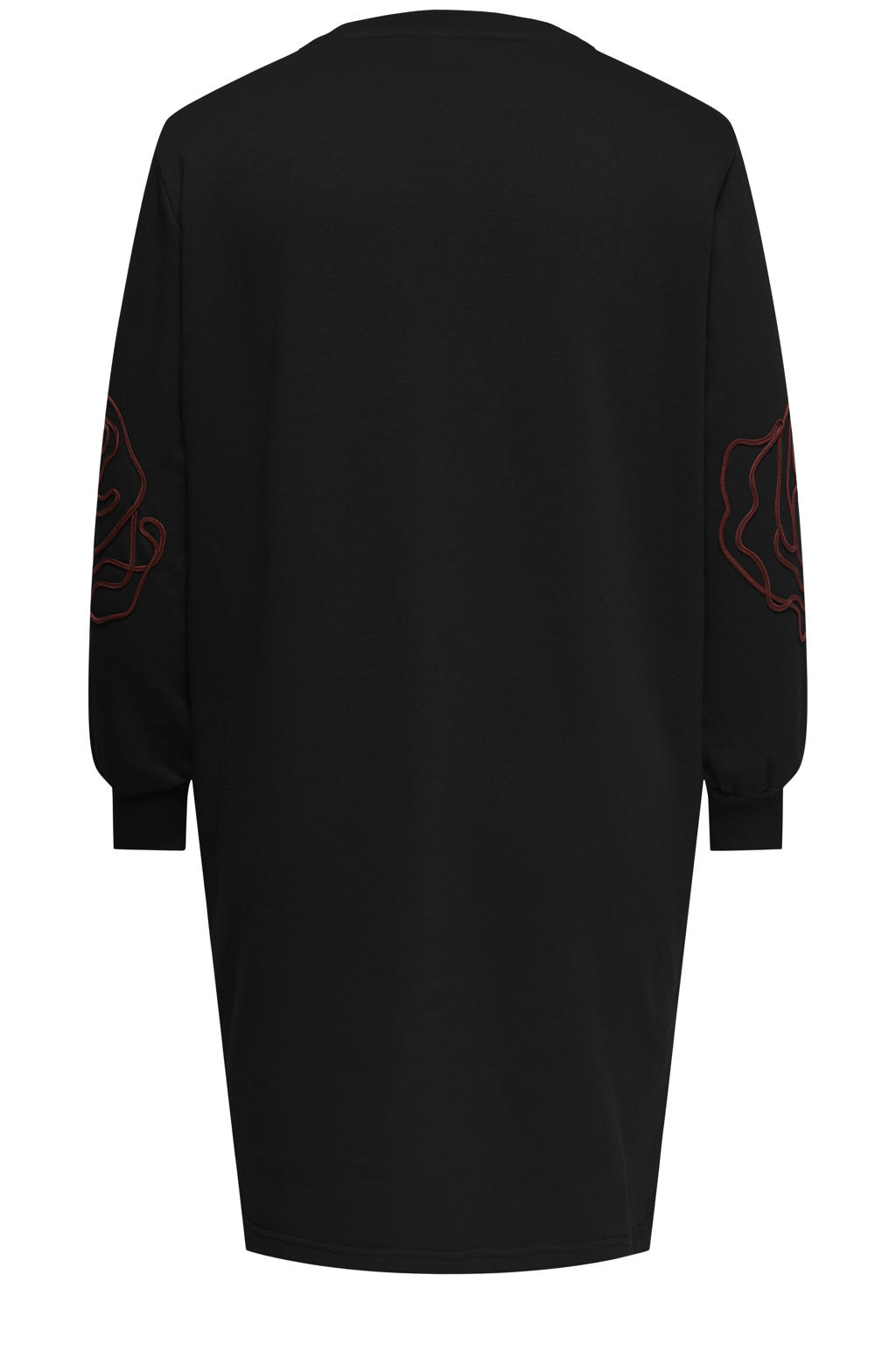 Zwarte dames ONLY CARMAKOMA Plus Size gebloemde sweatjurk met lange mouwen