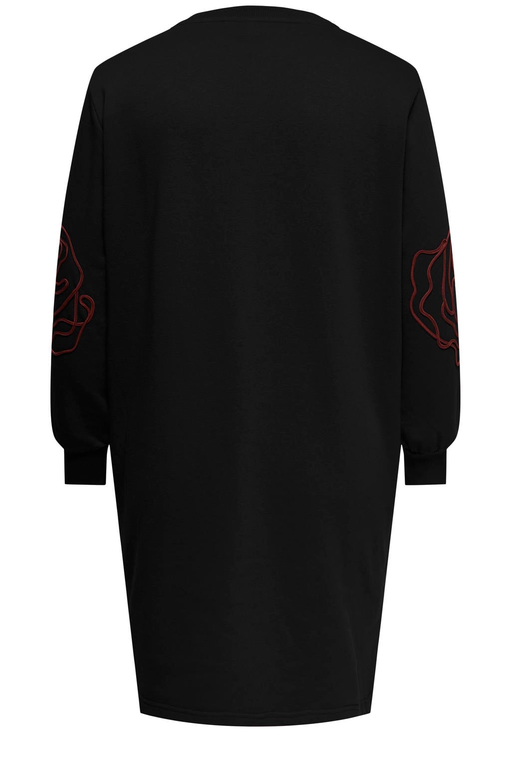 Zwarte dames ONLY CARMAKOMA Plus Size gebloemde sweatjurk met lange mouwen