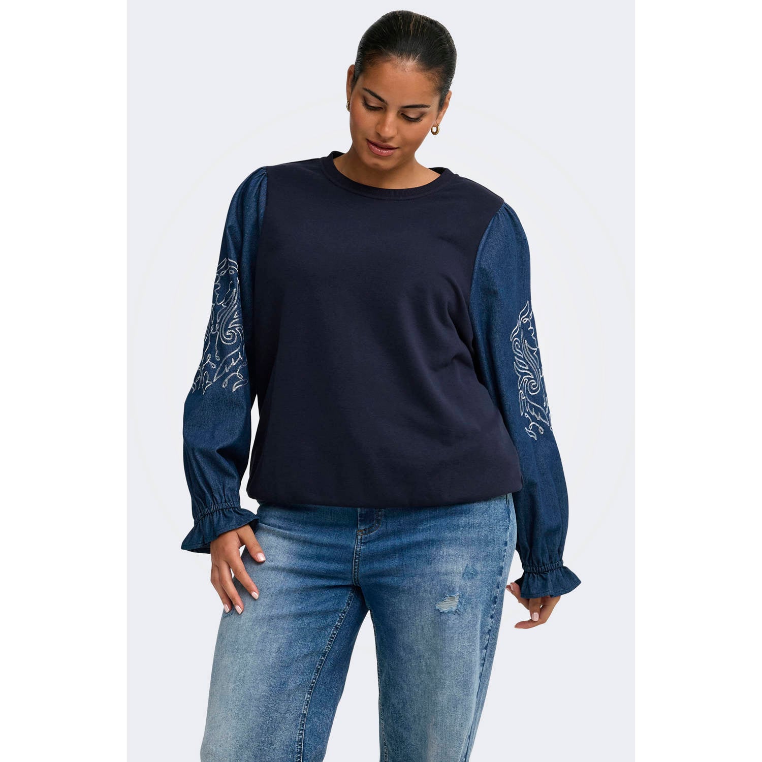 ONLY CARMAKOMA Plus Size sweater donkerblauw