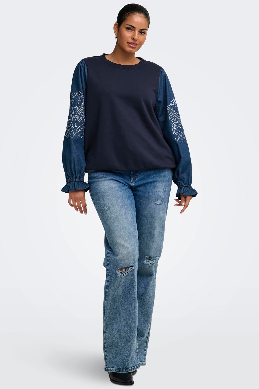 ONLY CARMAKOMA Plus Size sweater - donkerblauw