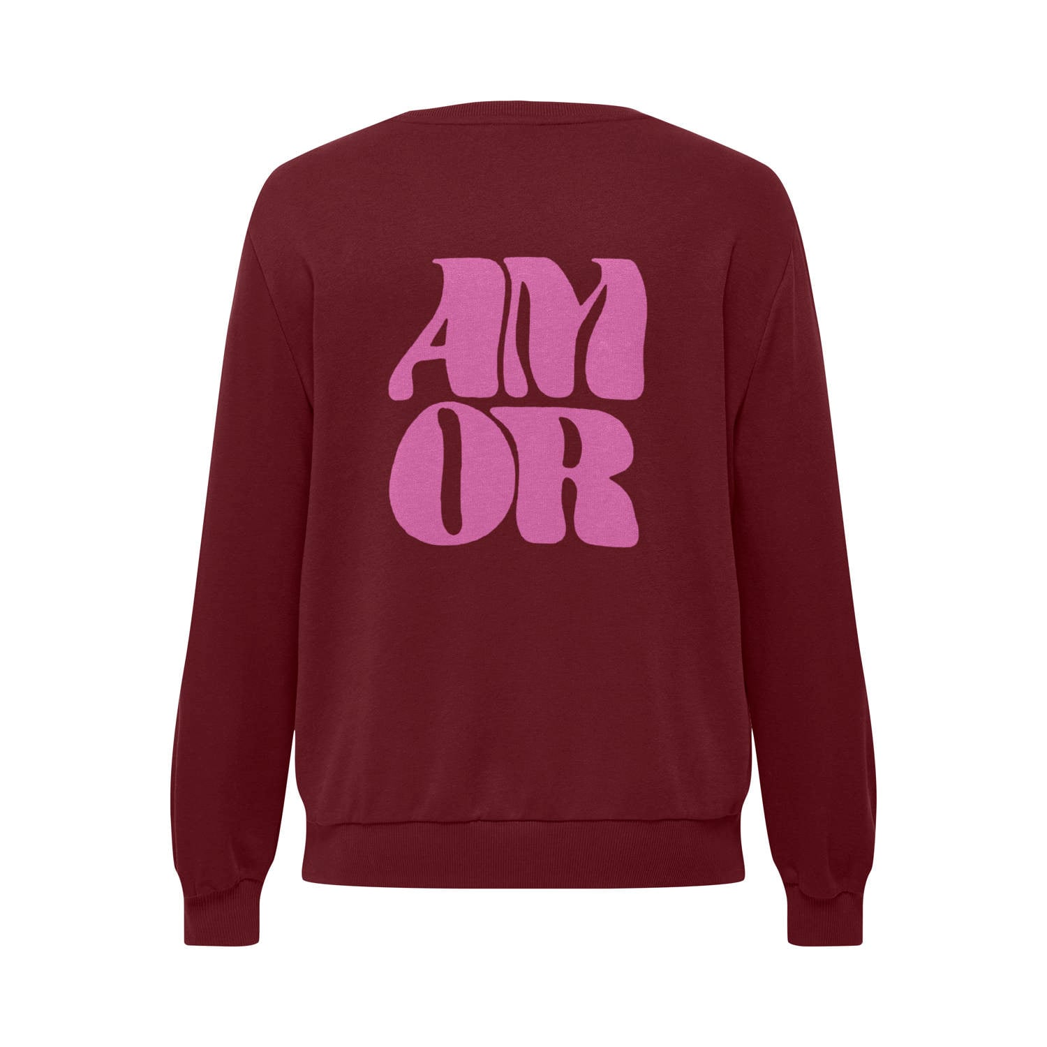 ONLY CARMAKOMA Plus Size rechtvallende sweater met print donkerrood