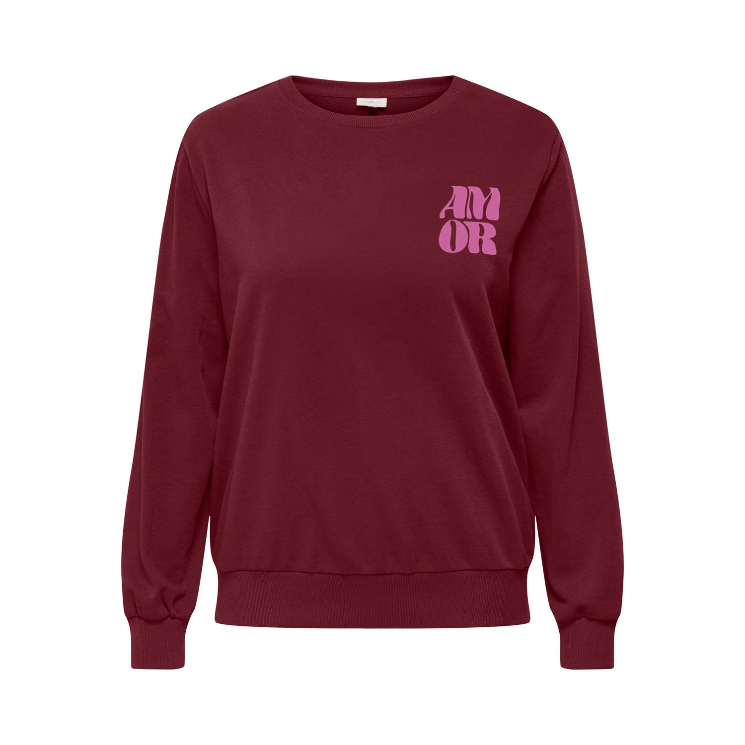 ONLY CARMAKOMA Plus Size rechtvallende sweater met print donkerrood