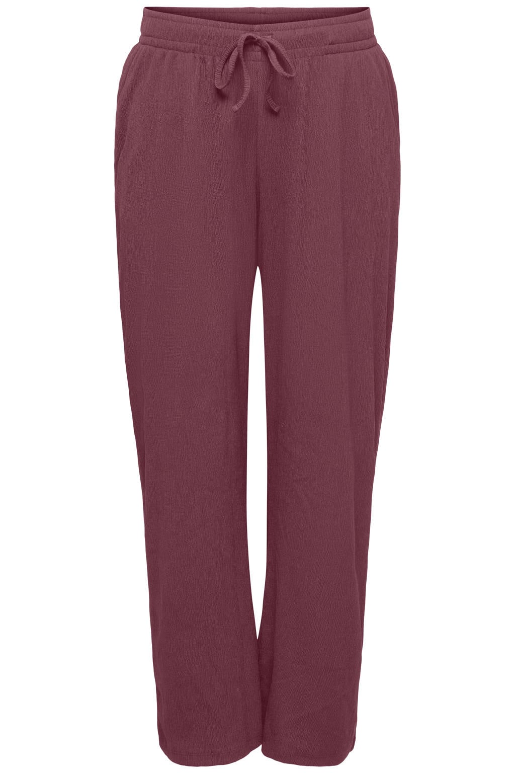 Donkerrode dames ONLY CARMAKOMA van polyester met straight fit, regular waist, elastische tailleband met koord en effen