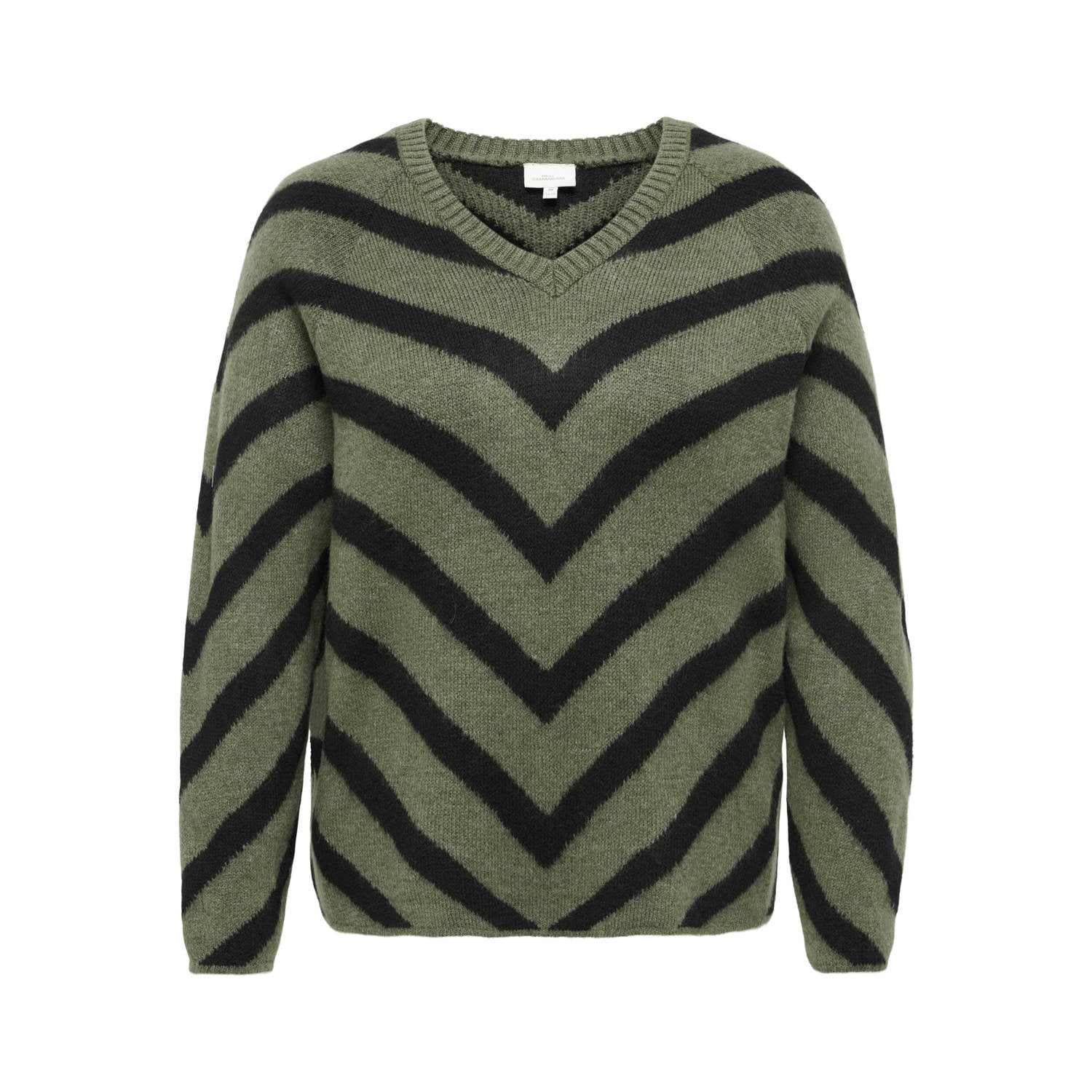 ONLY CARMAKOMA Plus Size gebreide gestreepte trui groen
