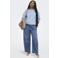 ONLY CARMAKOMA Plus Size katoenen gebloemde sweater met borduursels - lichtblauw