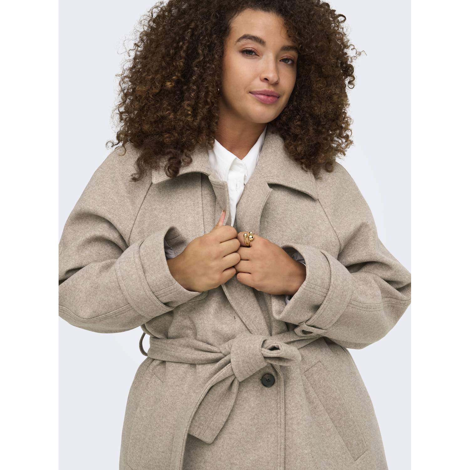 ONLY CARMAKOMA Plus Size trenchcoat zand