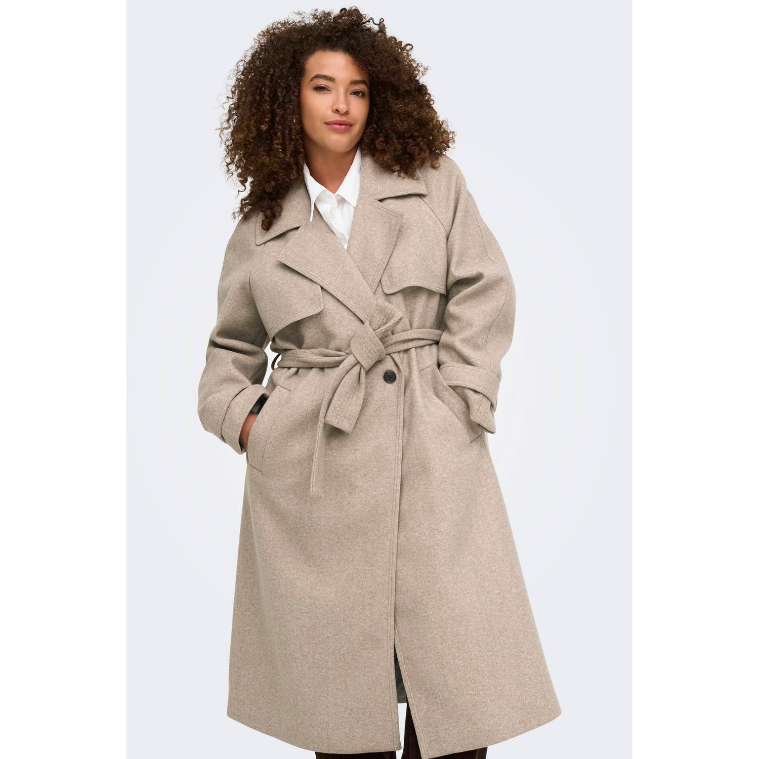 ONLY CARMAKOMA Plus Size trenchcoat zand