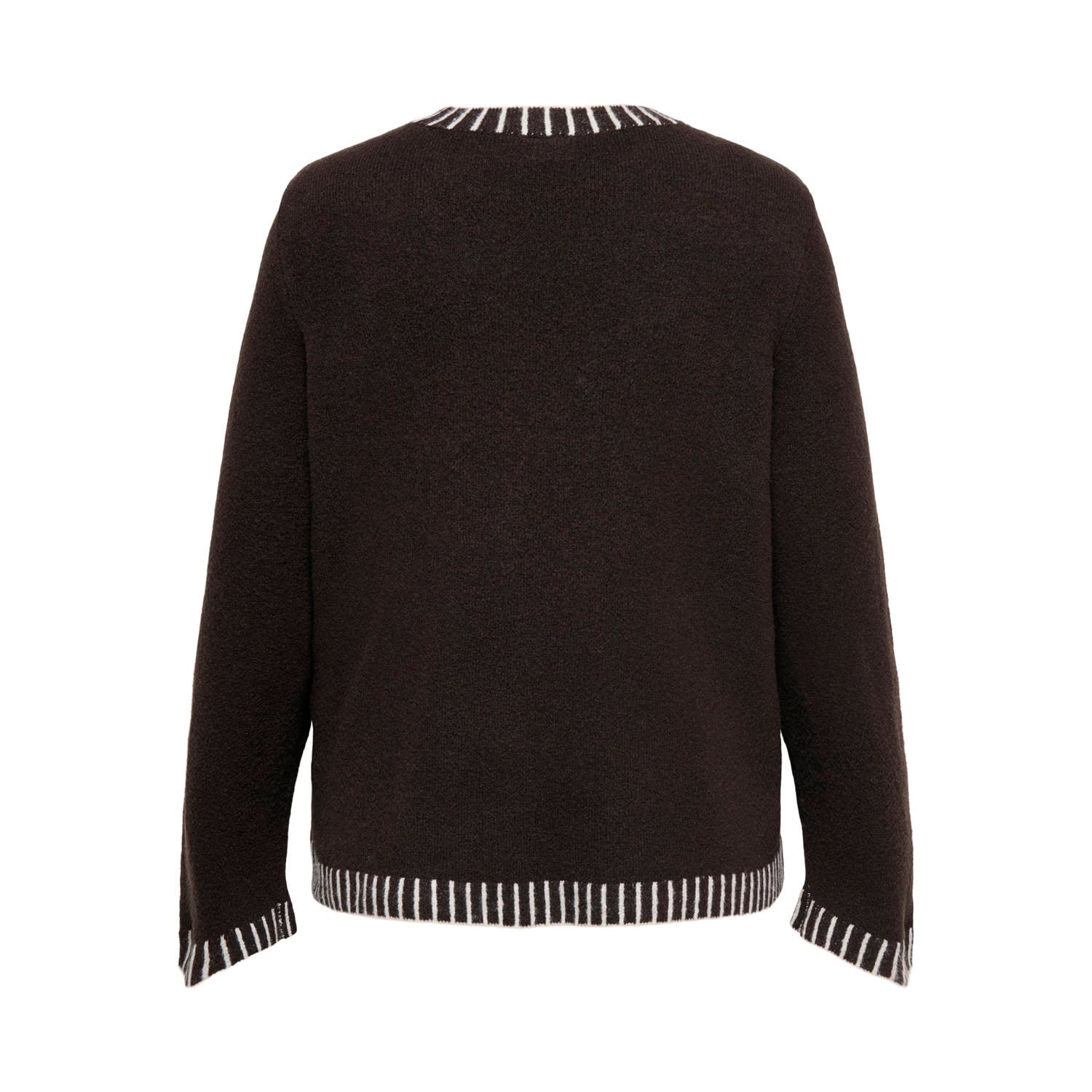 ONLY CARMAKOMA Plus Size rechtvallende gebreide trui met wol donkerbruin