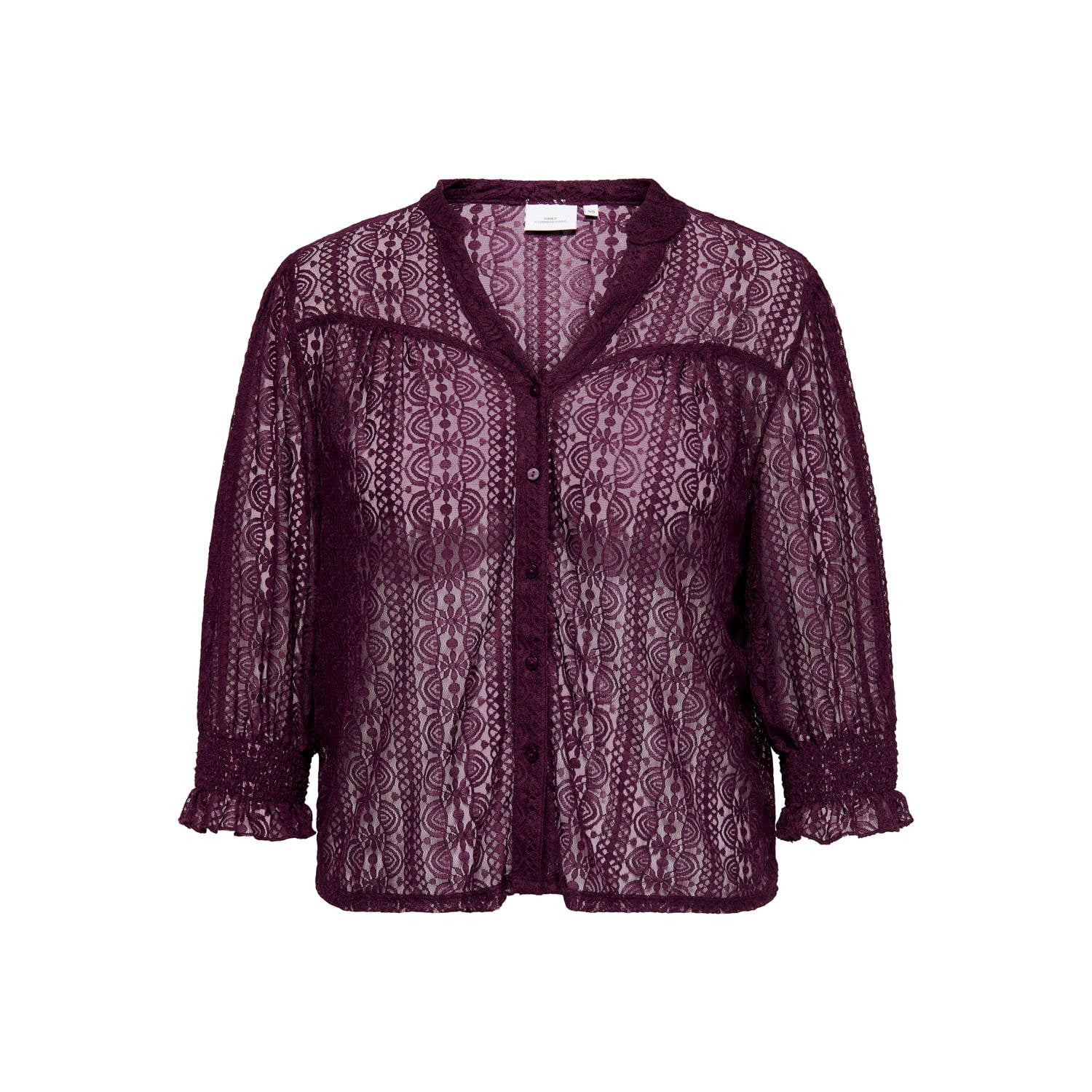 ONLY CARMAKOMA Plus Size kanten blouse donkerrood