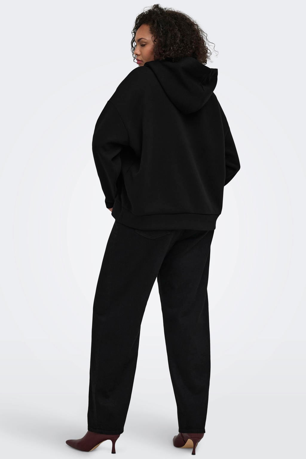 ONLY CARMAKOMA Plus Size hoodie met strass-steentjes - zwart