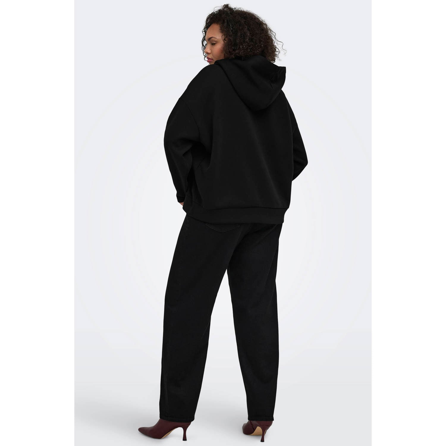 ONLY CARMAKOMA Plus Size hoodie met strass-steentjes zwart