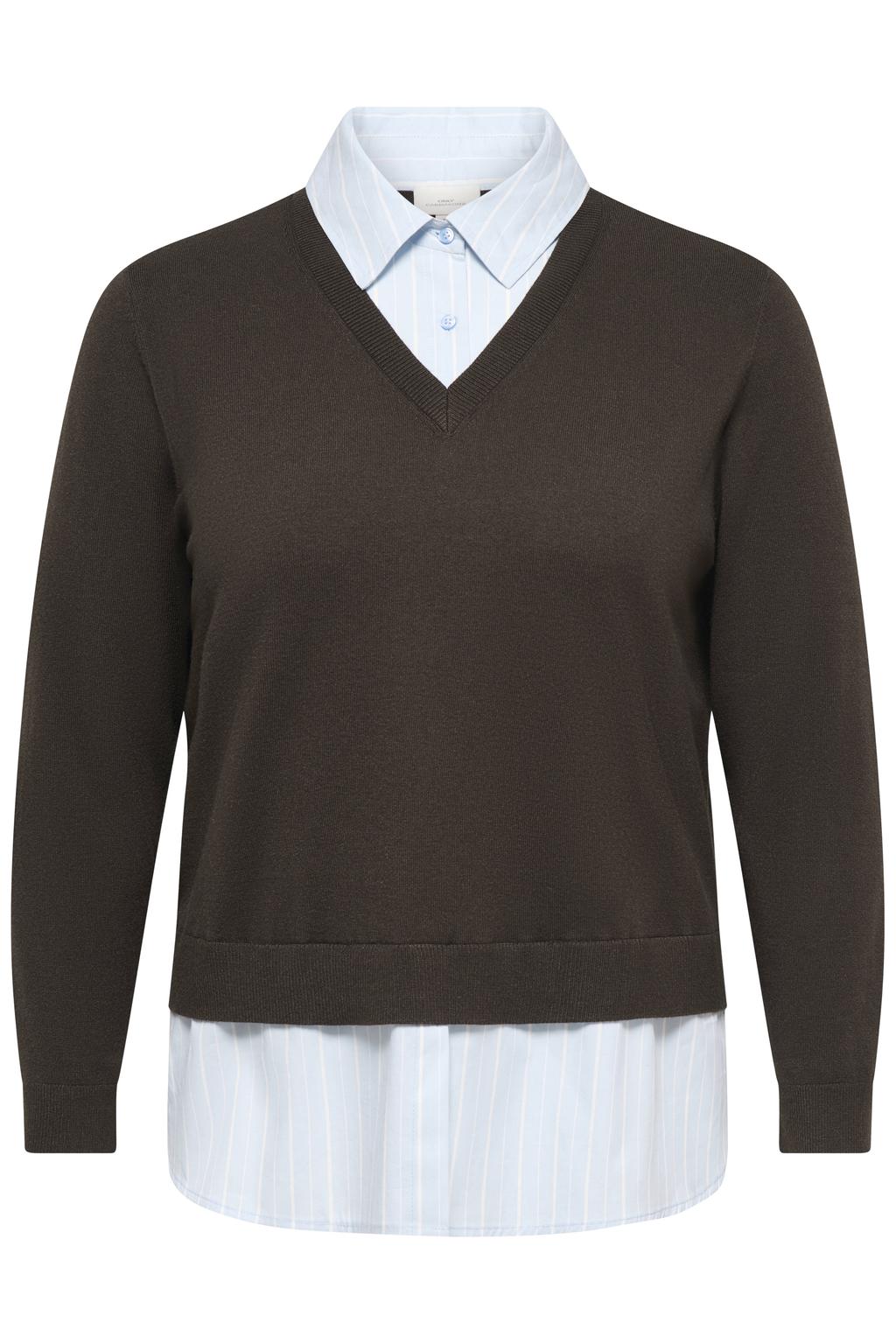 ONLY CARMAKOMA Plus Size gebreide trui - donkerbruin