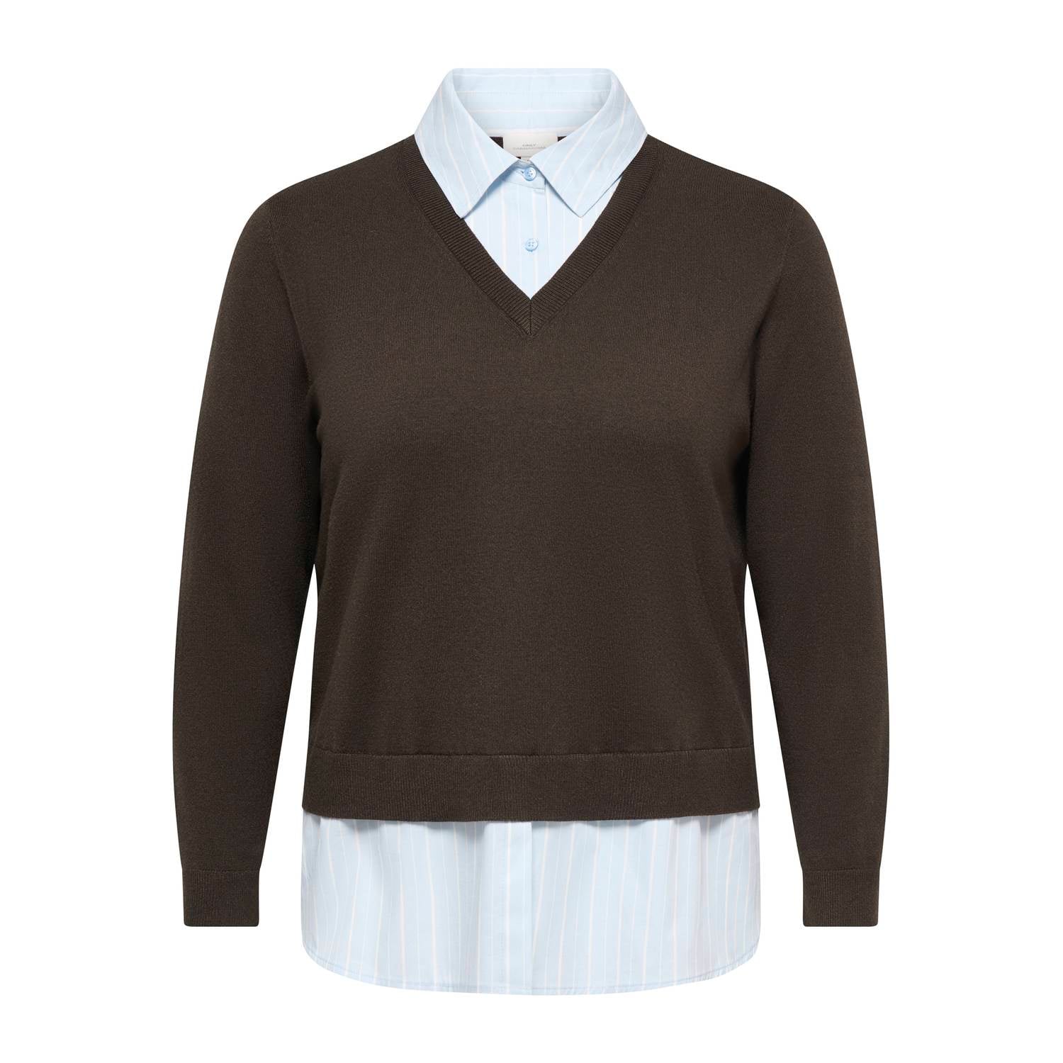 ONLY CARMAKOMA Plus Size gebreide trui donkerbruin