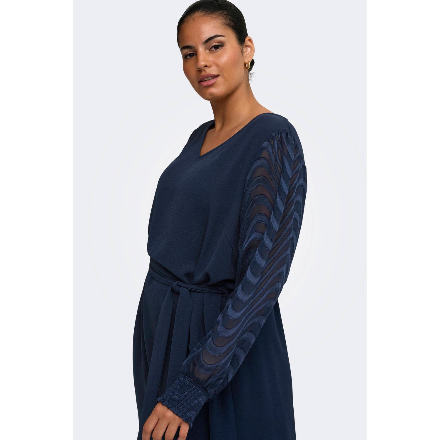 ONLY CARMAKOMA Carmetta L S Mini Dress Wvn Plus Size jurk donkerblauw