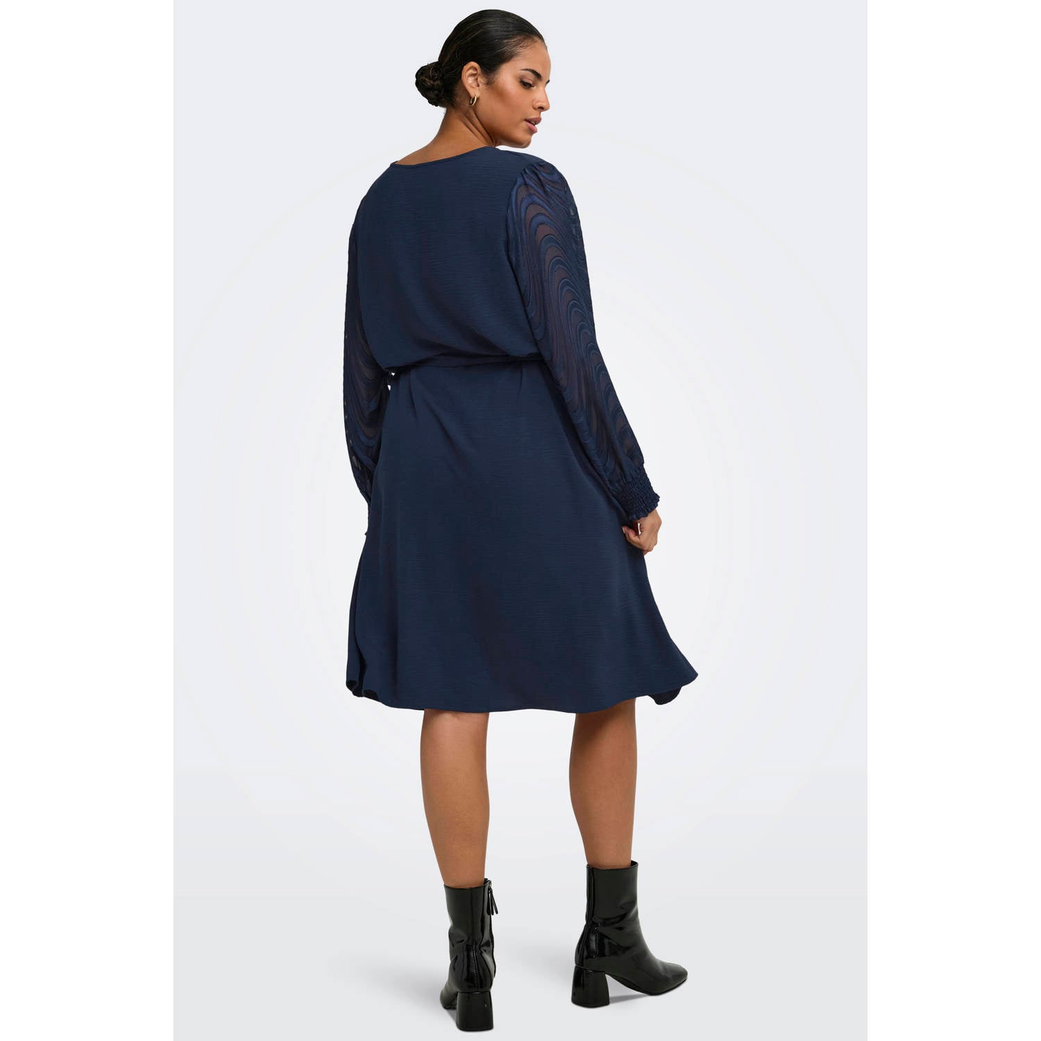 ONLY CARMAKOMA Carmetta L S Mini Dress Wvn Plus Size jurk donkerblauw
