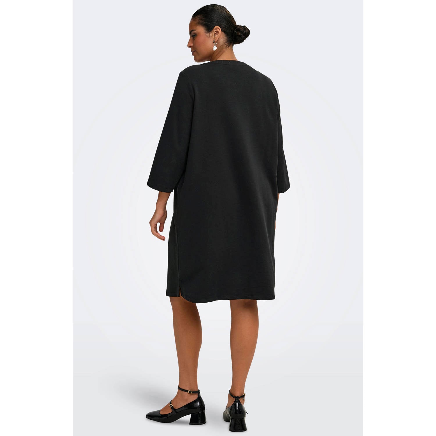 ONLY CARMAKOMA Caramber 3 4 o-neck midi sweat dress jrs Plus Size zwart