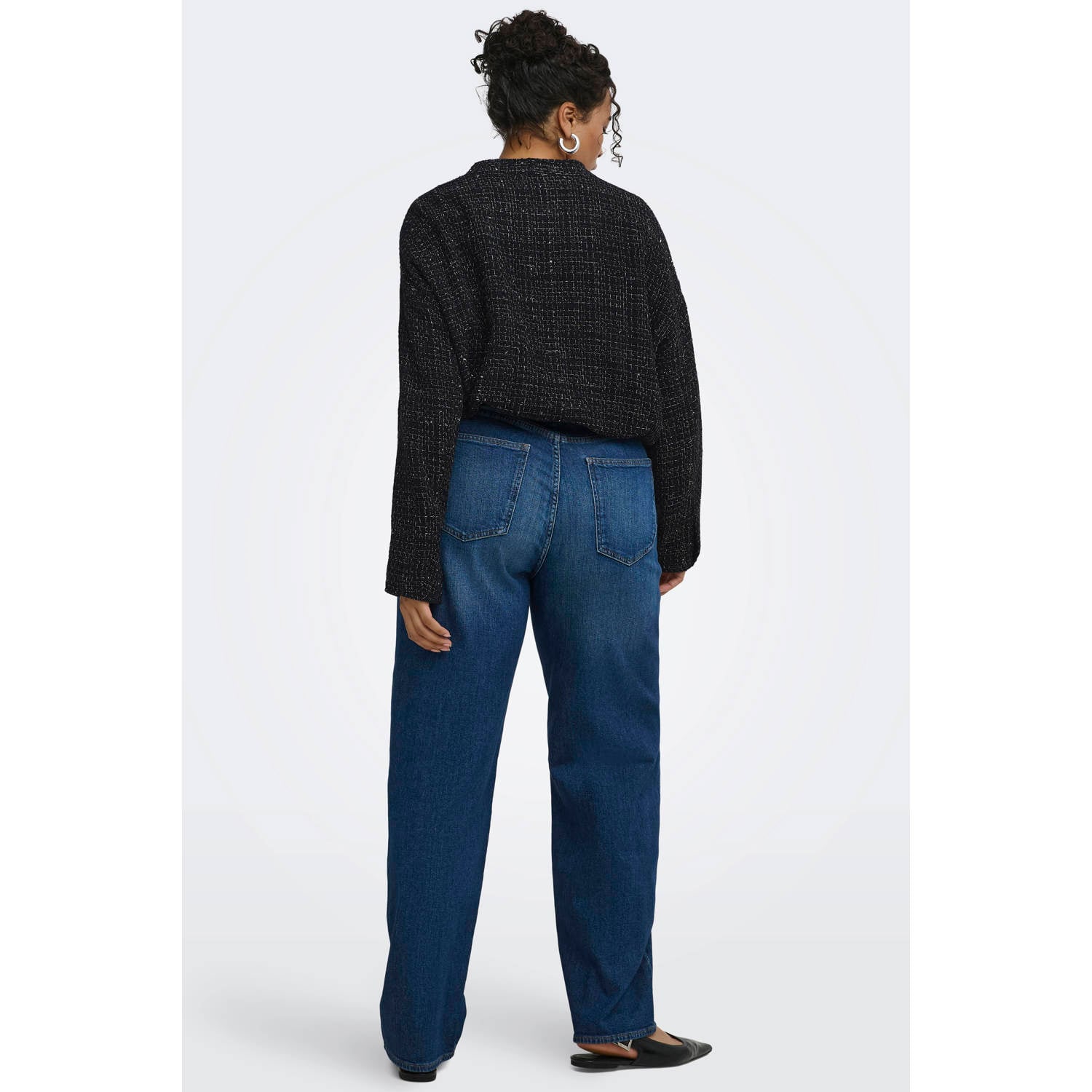 ONLY CARMAKOMA Caramaya L S Boucle Glitter Bomber Pnt Plus Size bomberjack zwart