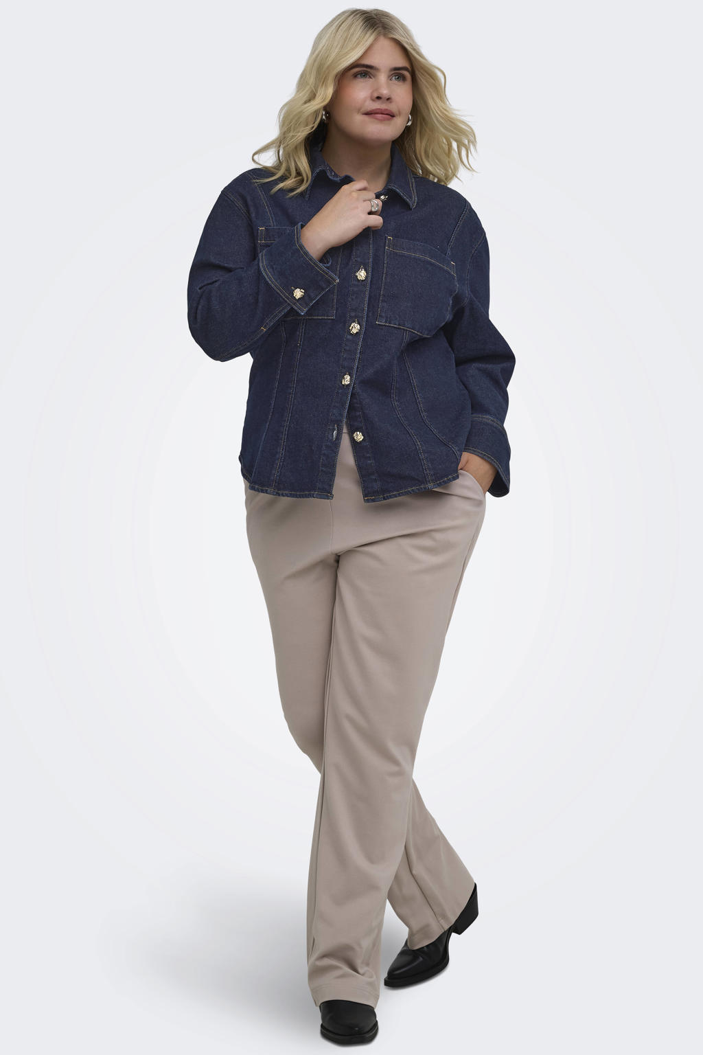 ONLY CARMAKOMA Plus Size denim blouse - donkerblauw