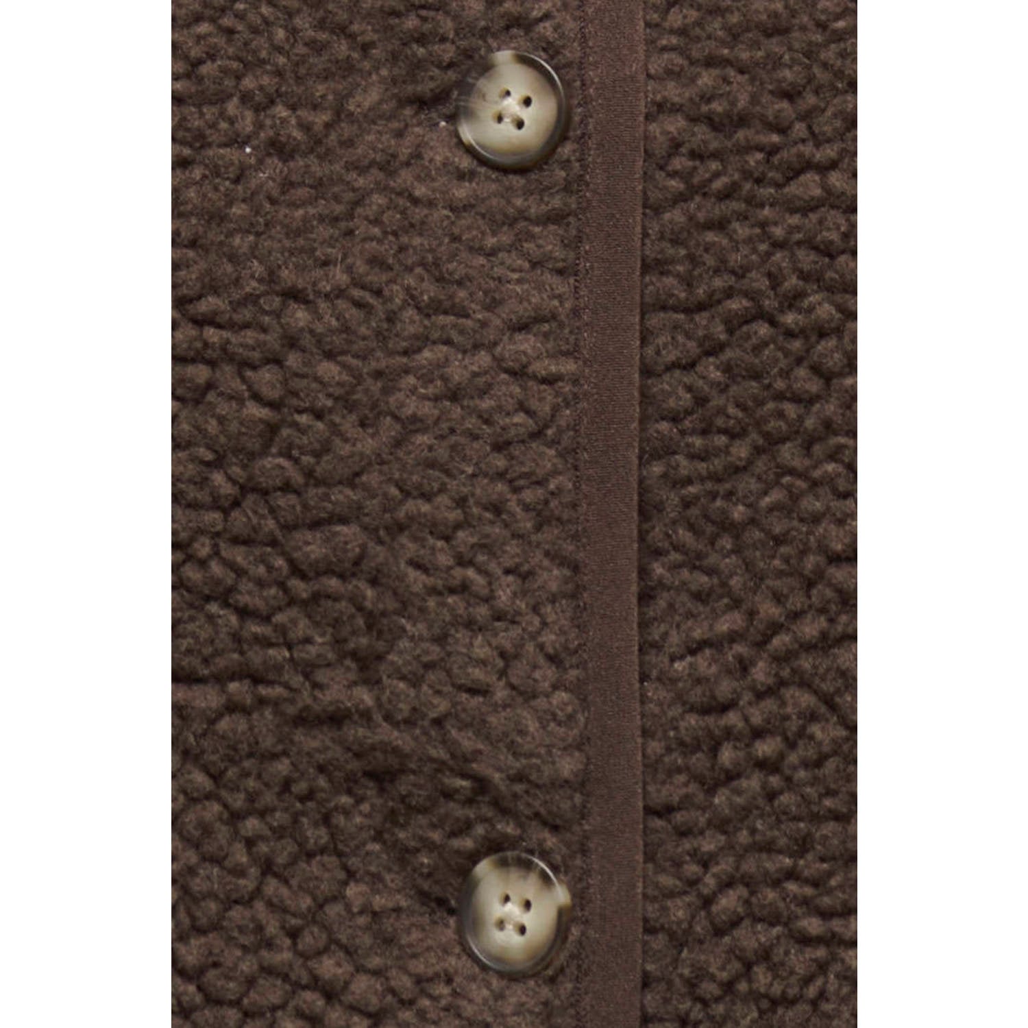 ONLY CARMAKOMA Plus Size teddy gilet donkerbruin
