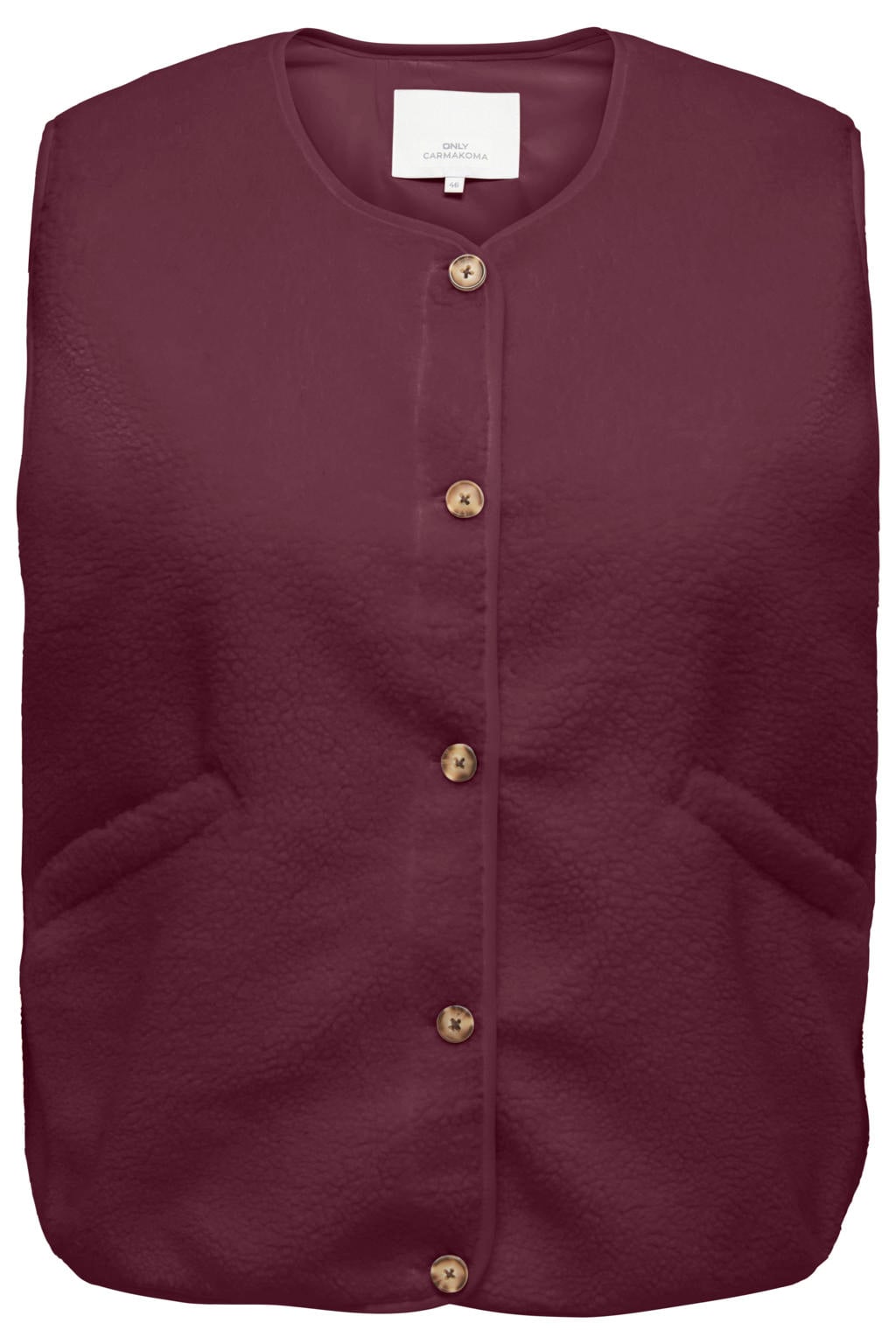 ONLY CARMAKOMA Plus Size teddy gilet - donkerrood