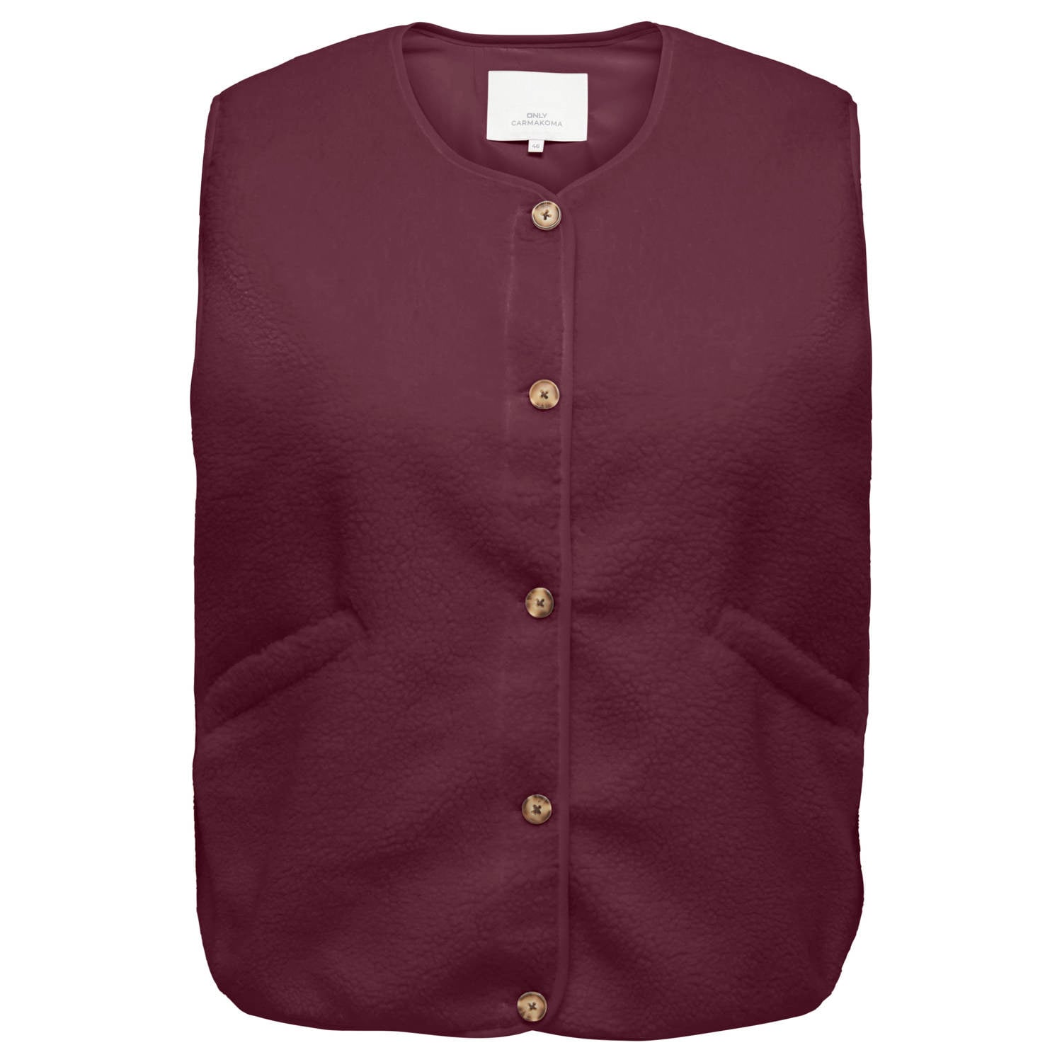 ONLY CARMAKOMA Plus Size teddy gilet donkerrood