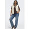 ONLY CARMAKOMA Plus Size teddy gilet met dierenprint - ecru