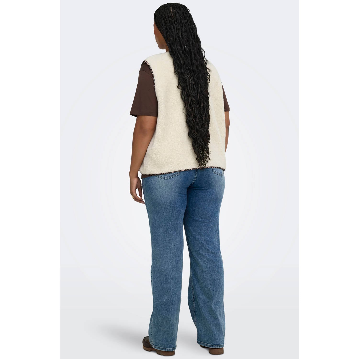 ONLY CARMAKOMA Plus Size teddy gilet met dierenprint ecru