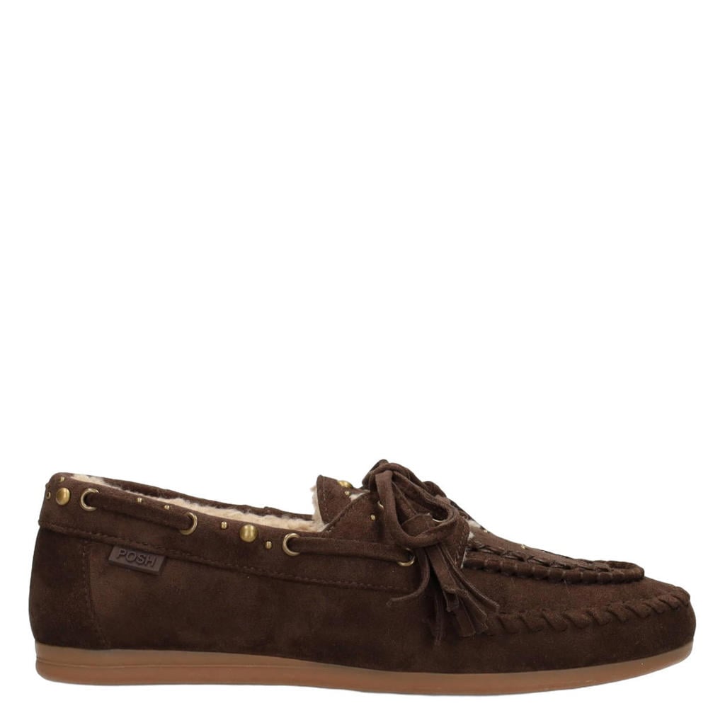 POSH by Poelman Mae suèdelook bootschoenen - donkerbruin