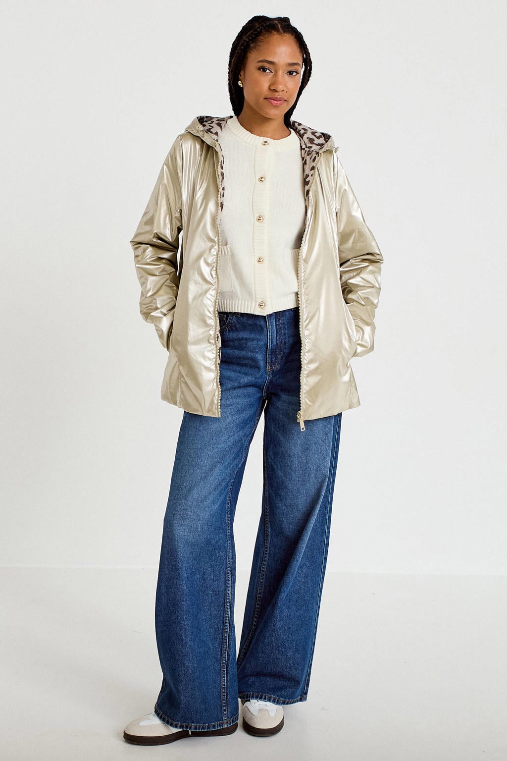 Cache Cache parka met panterprint - zand