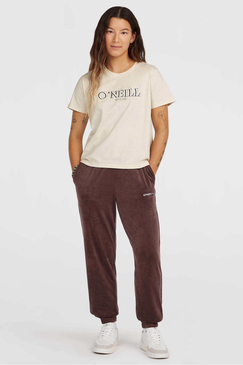 Bruine dames O'Neill outdoor broek van polyester met regular waist, elastische tailleband en effen