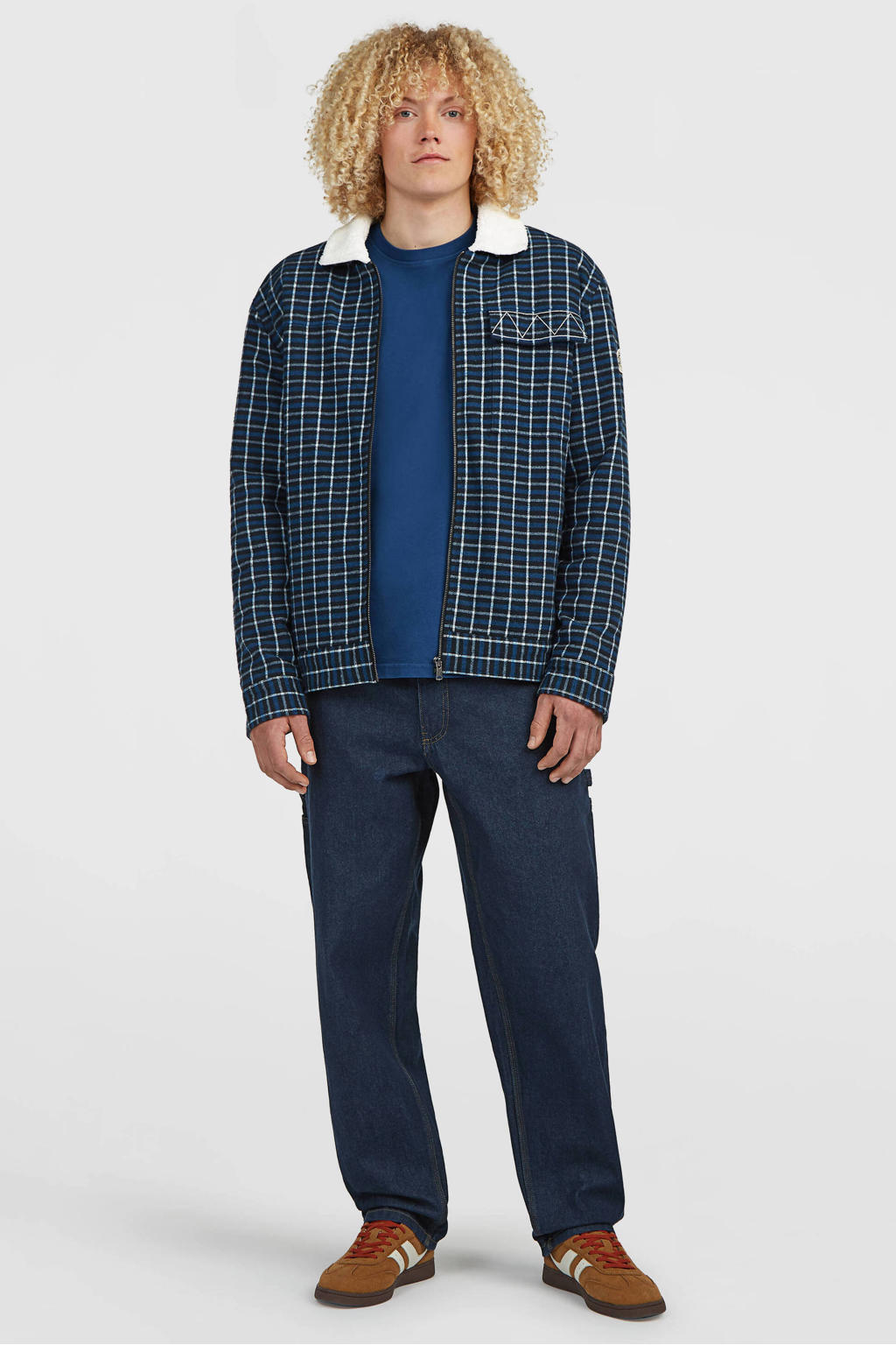 Donkerblauwe heren O'Neill outdoor broek van katoen met regular waist, ritssluiting en effen