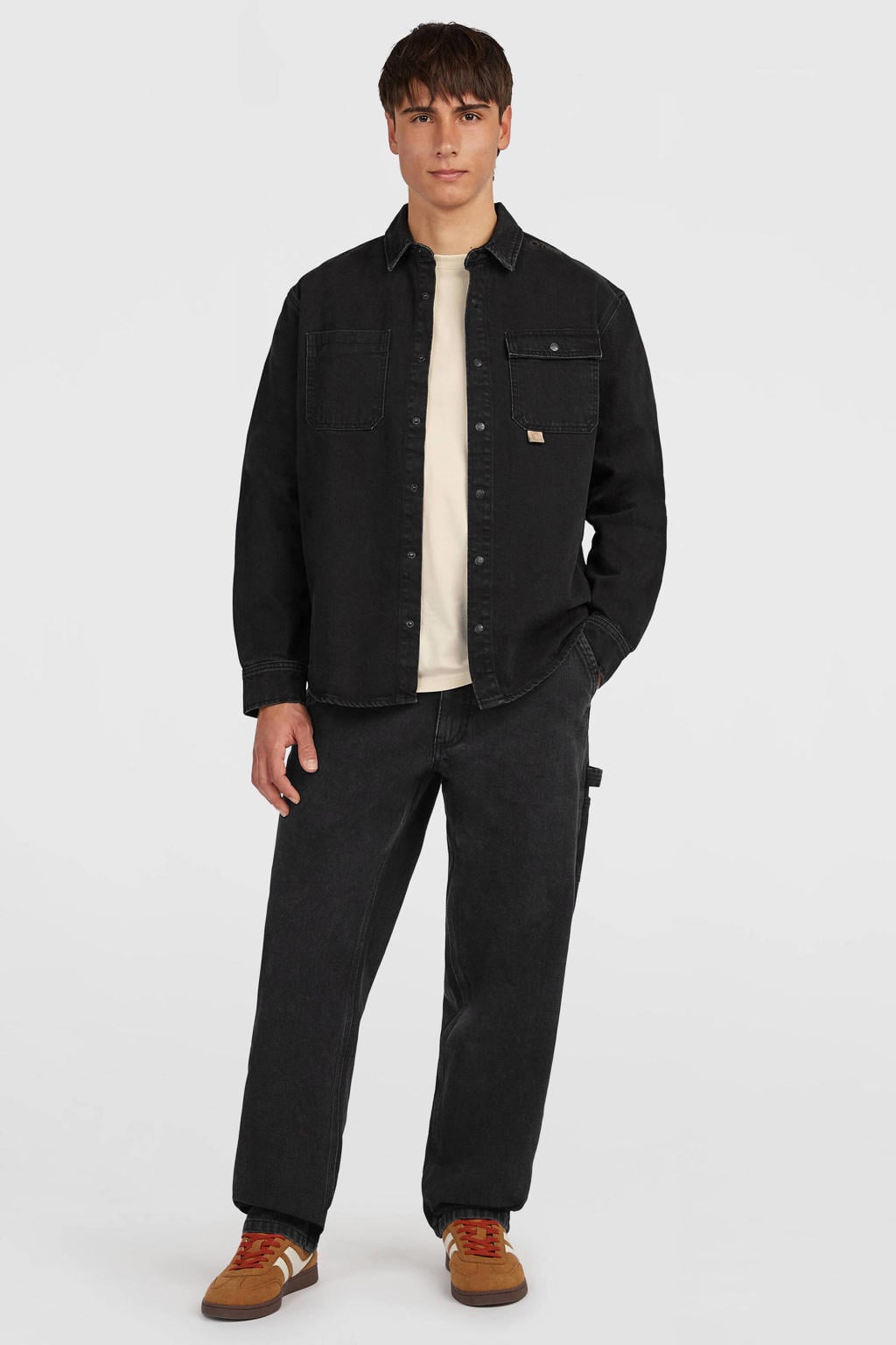 Zwarte heren O'Neill outdoor broek van katoen met regular waist, ritssluiting en effen