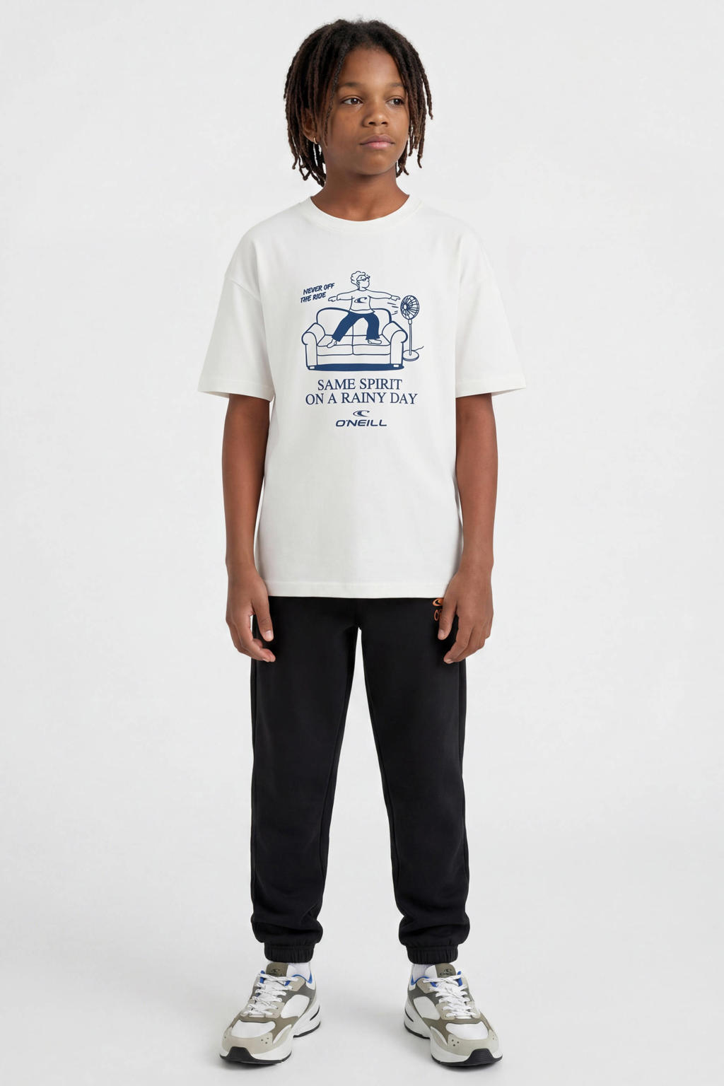 Witte jongens O'Neill T-shirt van katoen met effen, korte mouwen en ronde hals