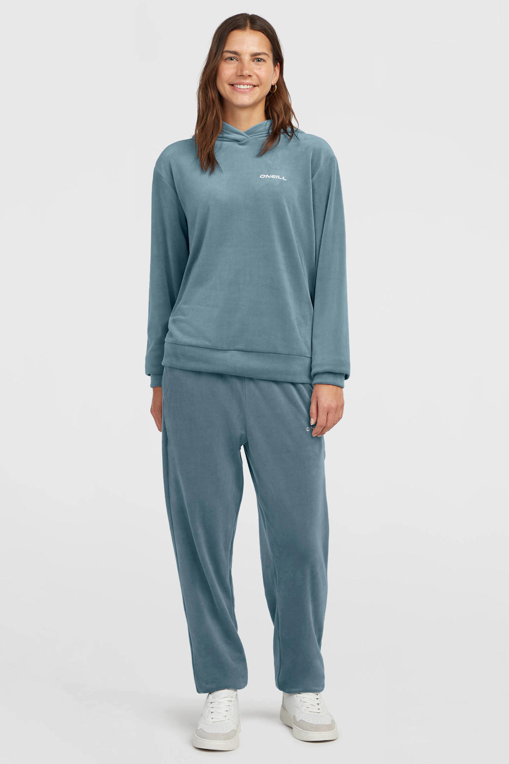 Grijsblauwe dames O'Neill hoodie blauw van polyester met effen, lange mouwen en capuchon