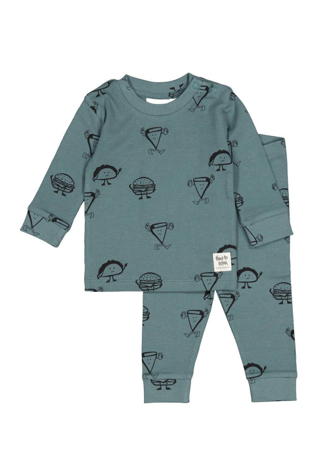 Feetje pyjama met print - petrol