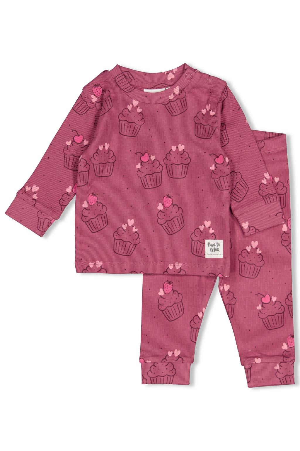 Feetje pyjama met hartjes - paars/roze