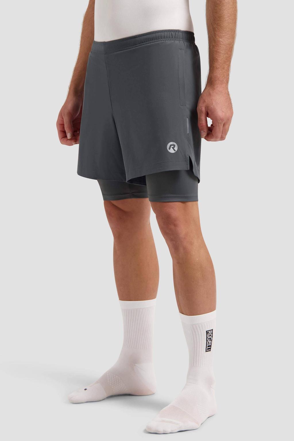 Rogelli Hardloopshort Essential 2-in-1 Grijs