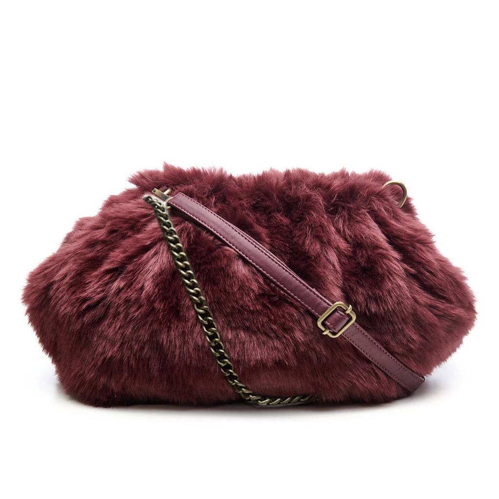 Chabo Bags crossbody tas Fake Fur Freddie donkerrood