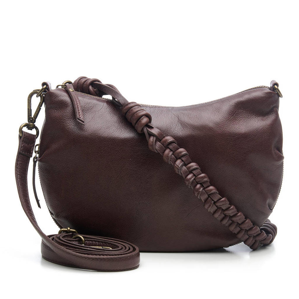Chabo Bags leren crossbody tas Banana Byron donkerbruin