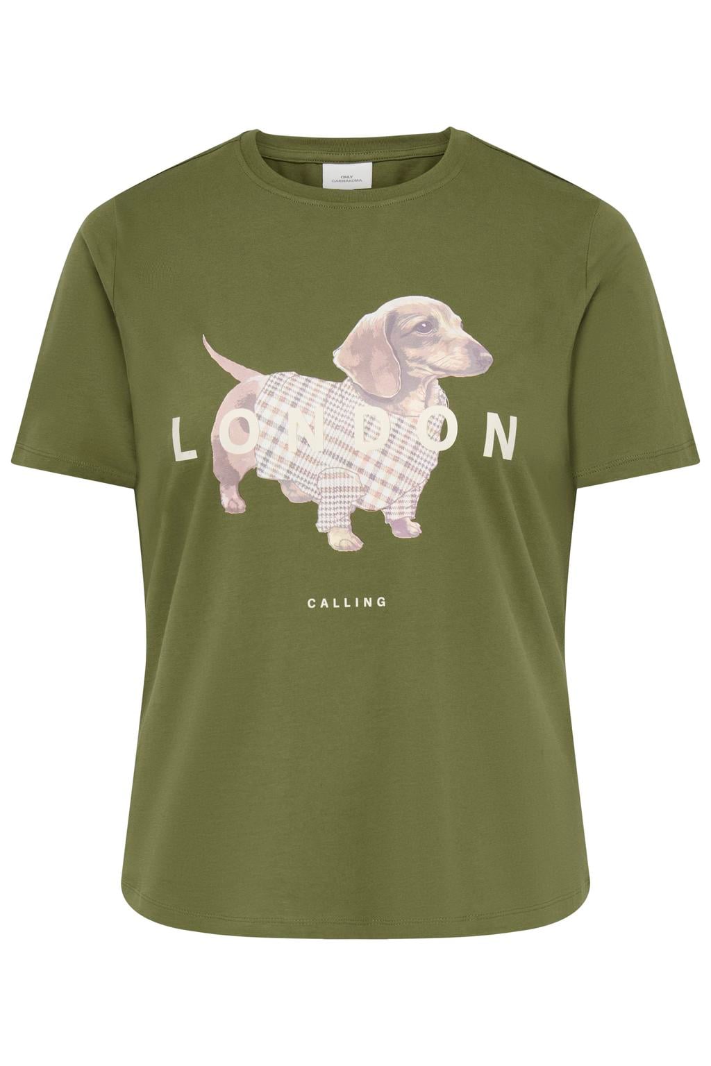 ONLY CARMAKOMA Plus Size T-shirt met print - groen