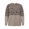 ONLY CARMAKOMA Plus Size aansluitende gebreide trui met dierenprint - beige