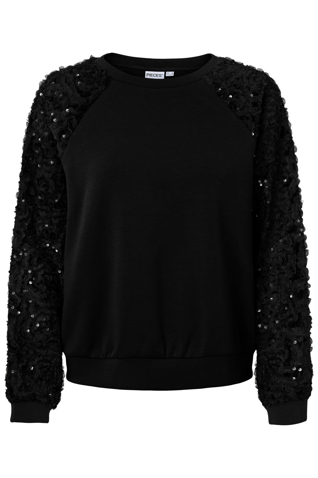 PIECES Curve Plus Size sweater met pailletten - zwart