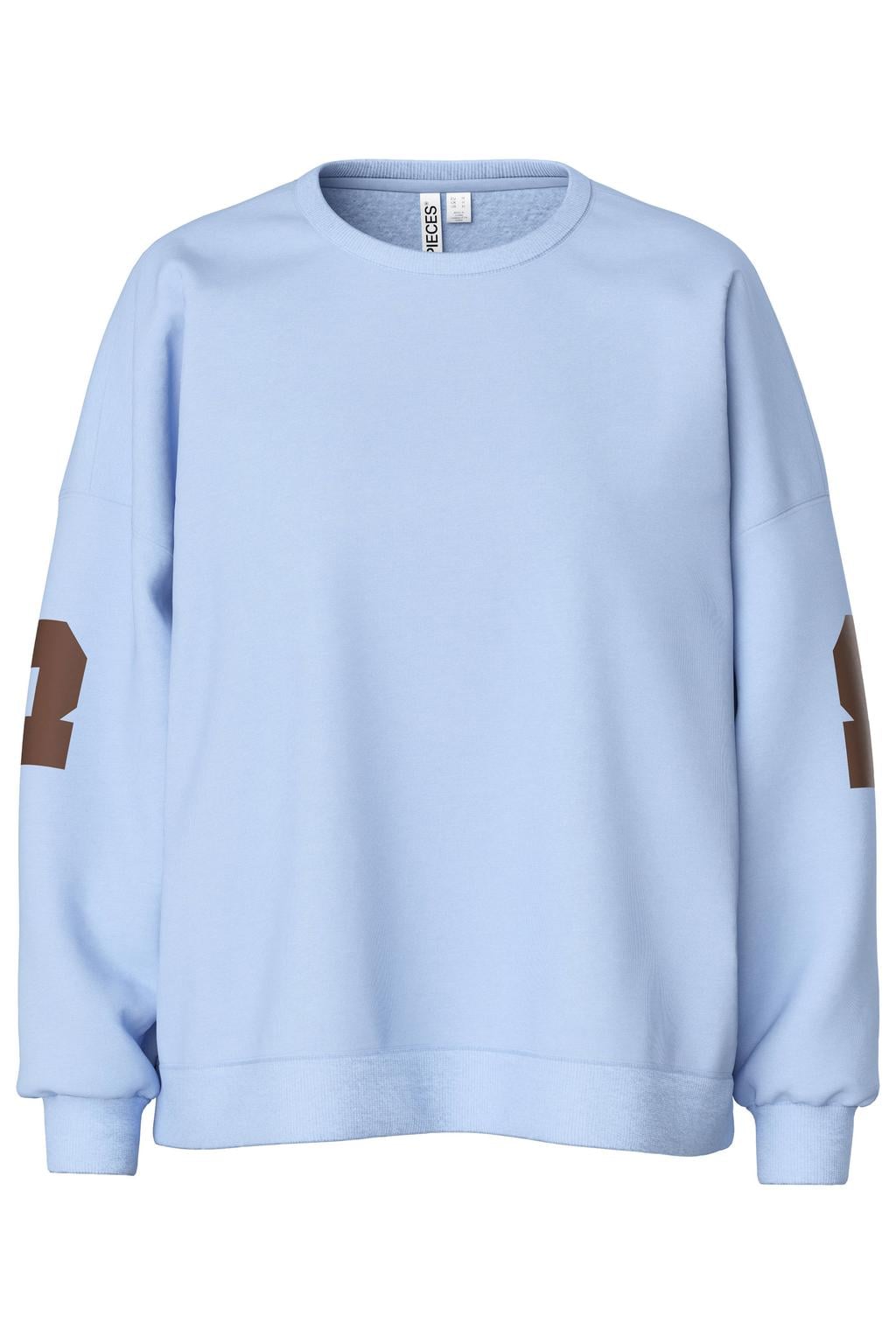 PIECES oversized sweater met tekst - lichtblauw