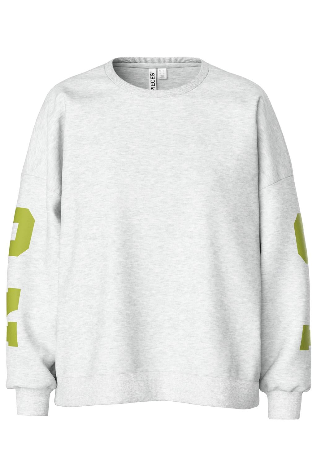 PIECES katoenen oversized sweater met tekst - grijs