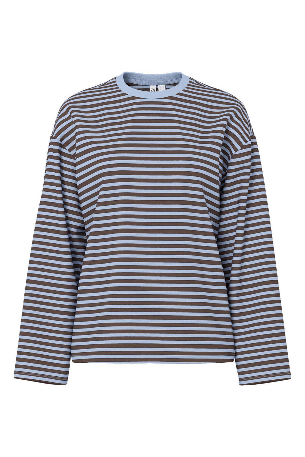 Blauw en bruine dames PIECES Curve Plus Size gestreepte top met korte mouwen