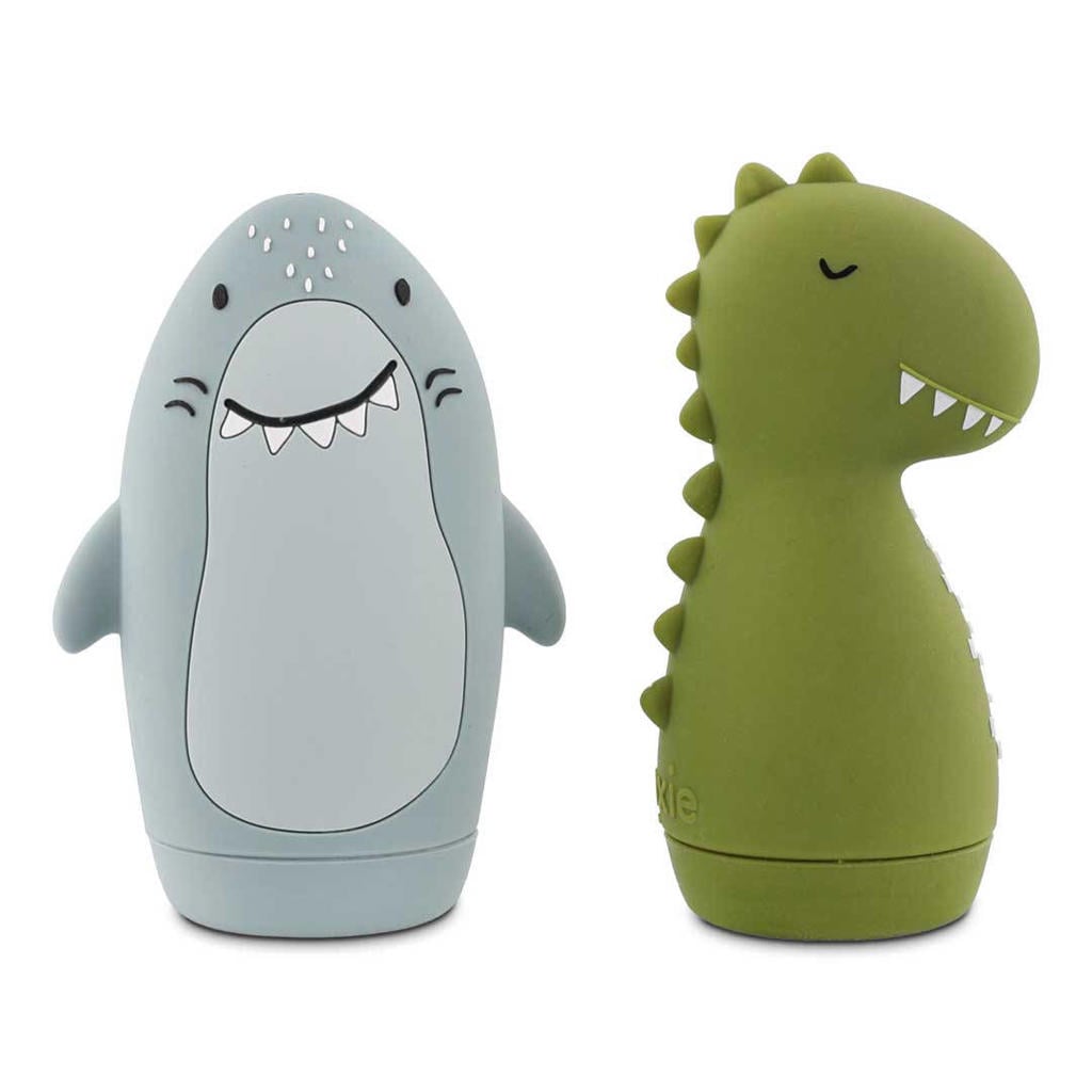 Trixie siliconen badspeelgoed Mr. Shark & Mr. Dino - groen & blauw