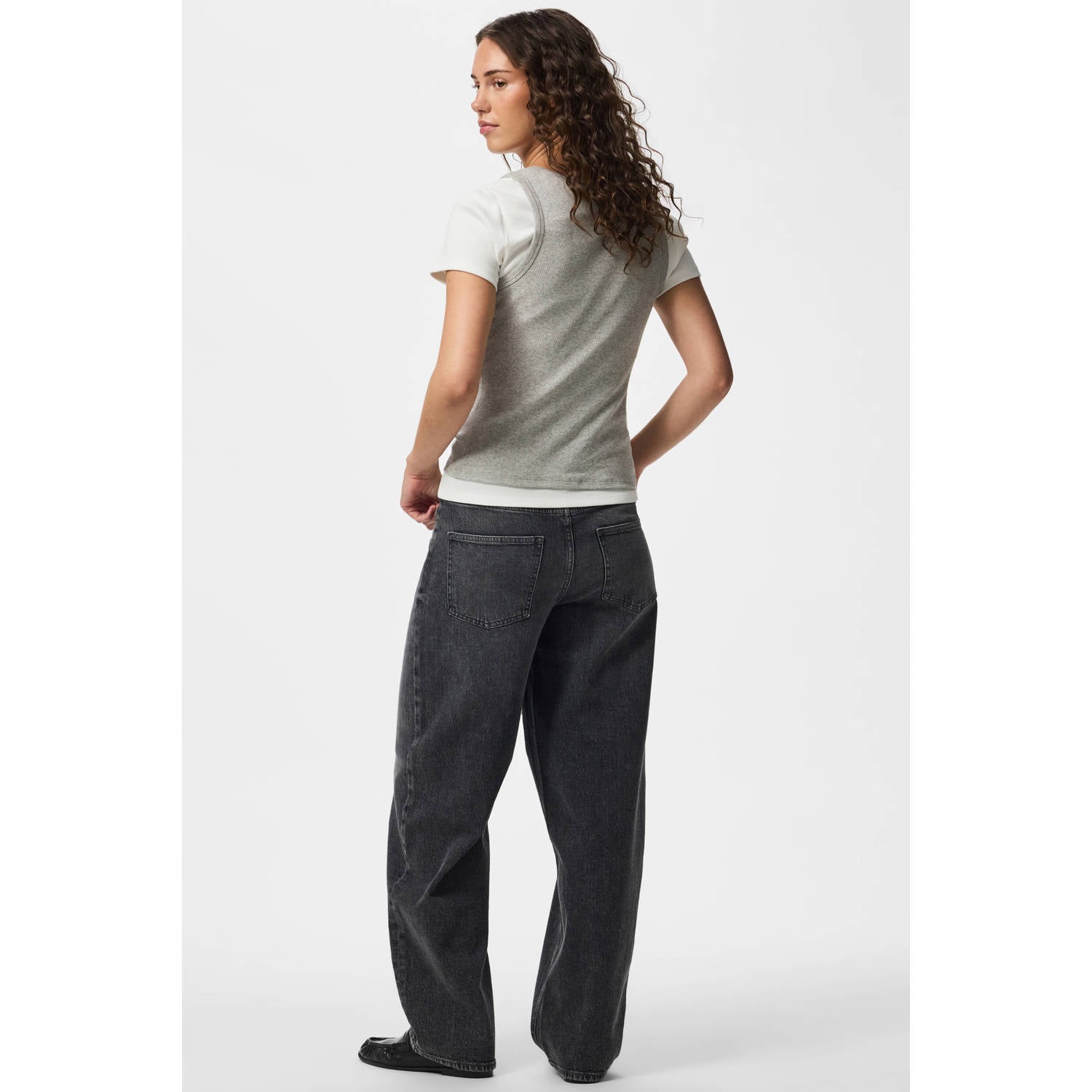 PIECES PCGRACE MW BARREL ANK JEAN barrel jeans grijs